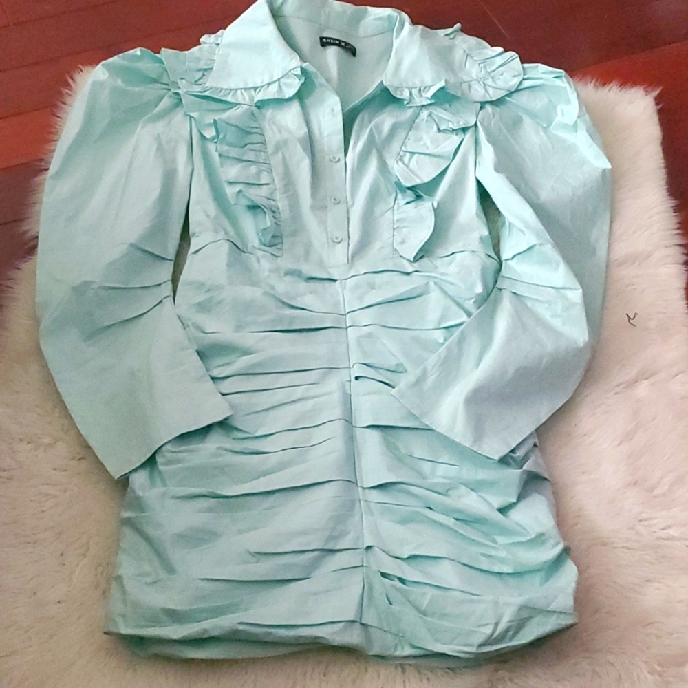 Mint Green Ruffle Mini Dress